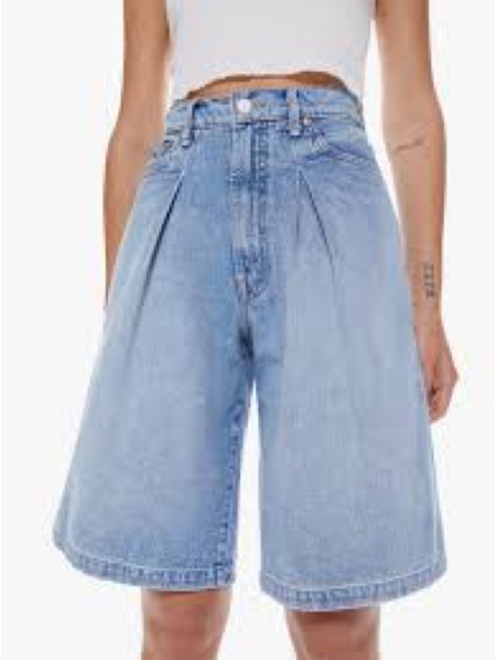 MOTHER pleated Bermuda Jean shorts